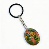 Oval Gemstone Disc Keychain– Carved with Custom Words & Symbol -The Shaman's Eye