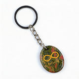 Oval Gemstone Disc Keychain– Carved with Custom Words & Symbol -Infinity Symbol