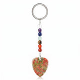 Gemstone Guitar Pick Keychain 7 Charka Chain KC2030