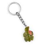 Gemstone Tortoise Keychain - Natural Stone Animal Charm