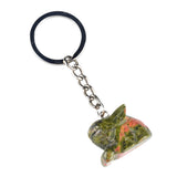 1.0Inch Handmade Craved  Gemstone Rabbit Animal Pendant Keychain #KC2320S-A1