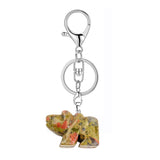 Hand-Carved Gemstone Bear Pendant Keychain – 25MM Natural Crystal Animal Charm with Sturdy Lobster Clasp, Perfect Key Ring Accessory for Bags & Purses #KC2324S-A3