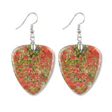 Hand-Polished Gemstone Guitar Pick Pendant Dangle Earrings Unique Crystal Jewelry PE2030