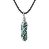 Handmade Wire Wrapped Hexagonal Point Gemstone Pendant Necklace #SN1753-45CM Cord