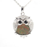 Silver Owl Gemstone Necklace SN1758S Bird Animal Pendant with 45CM 0 Chain