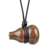 18X30MM Hand-Carved Natural Stone Gourd Pendant Necklace – Adjustable Healing Crystal Calabash Amulet