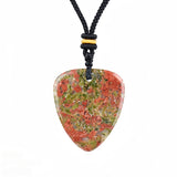 Gemstone Guitar Pick Pendant Necklace with Adjustable Cord SN2030-BK23