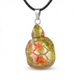 Natural Gemstone Pendant Necklace - 45cm Black Cord