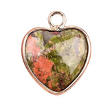 15mm Heart Gemstone Pendant Charms for Diy Making Jewelry Wrapped Gold / Silver