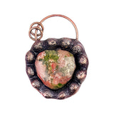 Retro Copper Natural Stone Heart Pendant for Making Jewelry