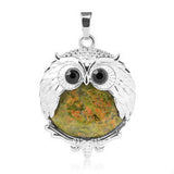 Silver Owl Gemstone Pendant For Making Jewelry #SP1758-28x36MM Size: Aprox 28x38MM -25MM Cabs