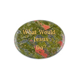 Worry Healing Palm Stones for Meditation Prayer Home Decor with (WhatWould Jesus Do? )35x45MM #SP1904G-W14