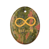 35x45mm Oval Natural Gemstone Pendant, Engraved "Infinity Symbol (∞) ", Polished Crystal Disc Charm for Spiritual Jewelry, Necklace Making