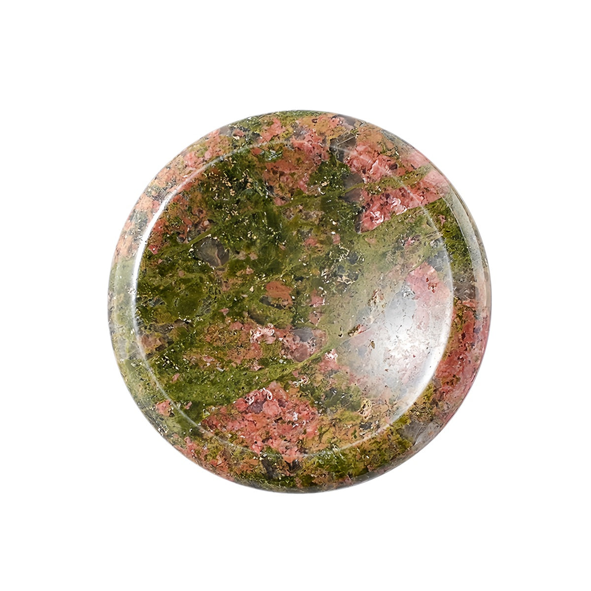 40mm Unakite Meditation Disc Worry Stone for Stress & Anxiety Relief