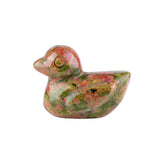 1" Gemstone Duck Figurine - Natural Stone Desk Ornament