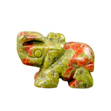 1.0Inch Handmade Carved Gemstone Elephant Ornament For Home Office Desk Decor Mini Stone Animal Figurine Statue Reiki Healing Crystal