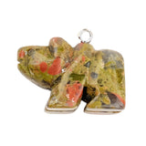 1.0 Inch Hand Carved Bear Gemstone  Pendant for Making Jewelry #SP2324S-25MM