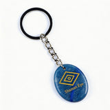 Oval Gemstone Disc Keychain– Carved with Custom Words & Symbol -The Shaman's Eye
