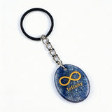 Oval Gemstone Disc Keychain– Carved with Custom Words & Symbol -Infinity Symbol