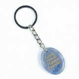 Oval Gemstone Disc Keychain– Carved with Custom Words & Symbol -Good Things Happen Everyday