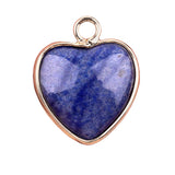 15mm Heart Gemstone Pendant Charms for Diy Making Jewelry Wrapped Gold / Silver