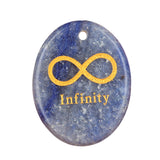 35x45mm Oval Natural Gemstone Pendant, Engraved "Infinity Symbol (∞) ", Polished Crystal Disc Charm for Spiritual Jewelry, Necklace Making