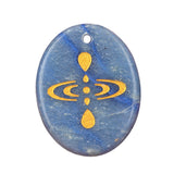 35x45mm Oval Natural Gemstone Pendant, Engraved "Mindfulness Meditation ", Polished Crystal Disc Charm for Spiritual Jewelry, Necklace Making