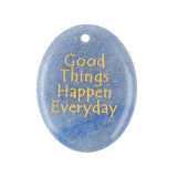 35x45mm Oval Gemstone Pendant "Good Things Happen Everyday" – Natural Stone Charm for Jewelry Making