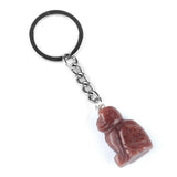 1.0Inch Handmade Craved Gemstone Cat Animal Pendant Keychain #KC2319-A1