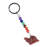 1.0 Inch Hand Carved Snail Gemstone Figurine Pendant Keychain 7 Chakra Beads Chain #KC2323S-A4