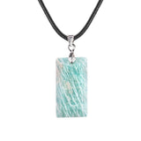 13X25MM Rectangle Gemstone Pendant Necklace - Healing Crystal Charm for Men & Women