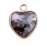 15mm Heart Gemstone Pendant Charms for Diy Making Jewelry Wrapped Gold / Silver