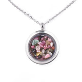 Round Gawu Box Pendant Necklace  Chip Stone Stainless Steel Floating Locket Crystal Specimen Keepe Custom for Keepsakes & Healing Stones（副本）
