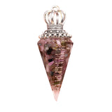 Silver Crown Resin Crystal Pentacle Orgone Pendulum Pendant Dowsing Charm for Wicca & Spiritual Jewelry