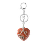 Handmade Wire Wrapped 30mm Heart Gemstone Pendant Charms Keychain #KC1751S
