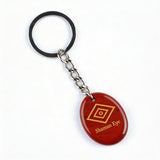 Oval Gemstone Disc Keychain– Carved with Custom Words & Symbol -The Shaman's Eye