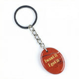 Oval Gemstone Disc Keychain– Carved with Custom Words & Symbol -I want it I got it