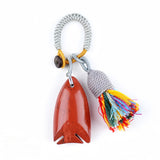 Handmade Gemstone Fish Keychain with Colorful Tassel #KC2016S-A10 Charm for Abundance, Protection & Everyday Luck | Perfect Gift for Her