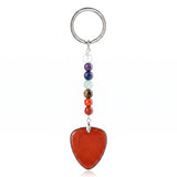 Gemstone Guitar Pick Keychain 7 Charka Chain KC2030