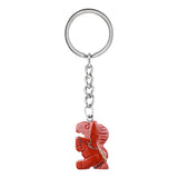 Gemstone Horse Pendant Keychain Hand Carved 25MM Animal Keyring  Accessories for Bag #KC2302S-A1
