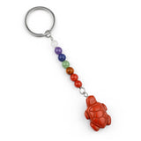 1.0Inch Tortoise Gemstone Pendant Keychain 7 Chakra Beads Chain #KC2311S-A4