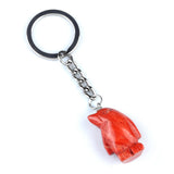 1.0 Inch Hand-Carved Gemstone Penguin Pendant Keychain#KC2313S-A1