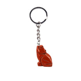 1.0Inch Hand Carved Gemstone Wolf Pendant Keychain #KC2314SS-A1