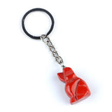 1.0 Inch Hand Carved Gemstone Dog Pendant Keychain #KC2316S-A1