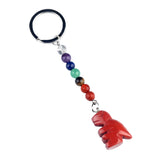 1.0Inch Handmade Craved Dinosaur Gemstone Pendant Keychain 7 Chakra Beads Chain #KC2318S-A4