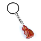 1.0Inch Handmade Craved Gemstone Cat Animal Pendant Keychain #KC2319-A1