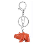 Hand-Carved Gemstone Bear Pendant Keychain – 25MM Natural Crystal Animal Charm with Sturdy Lobster Clasp, Perfect Key Ring Accessory for Bags & Purses #KC2324S-A3