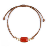 Natural Stone Adjustable Bracelet for Women Men Handmade Woven Bohemian Style Crystal Bangle #SB3126