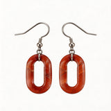 Hand Made Craved Hollow O-Shape Gemstone Pendant 25×40mm Drop Earring for Women girl