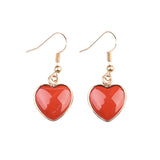 Natural Heart Gemstone Dangle Earrings - 15mm Polished Crystal Healing Pendant Charms, Dainty Gold Drop Earrings for Women & Girls